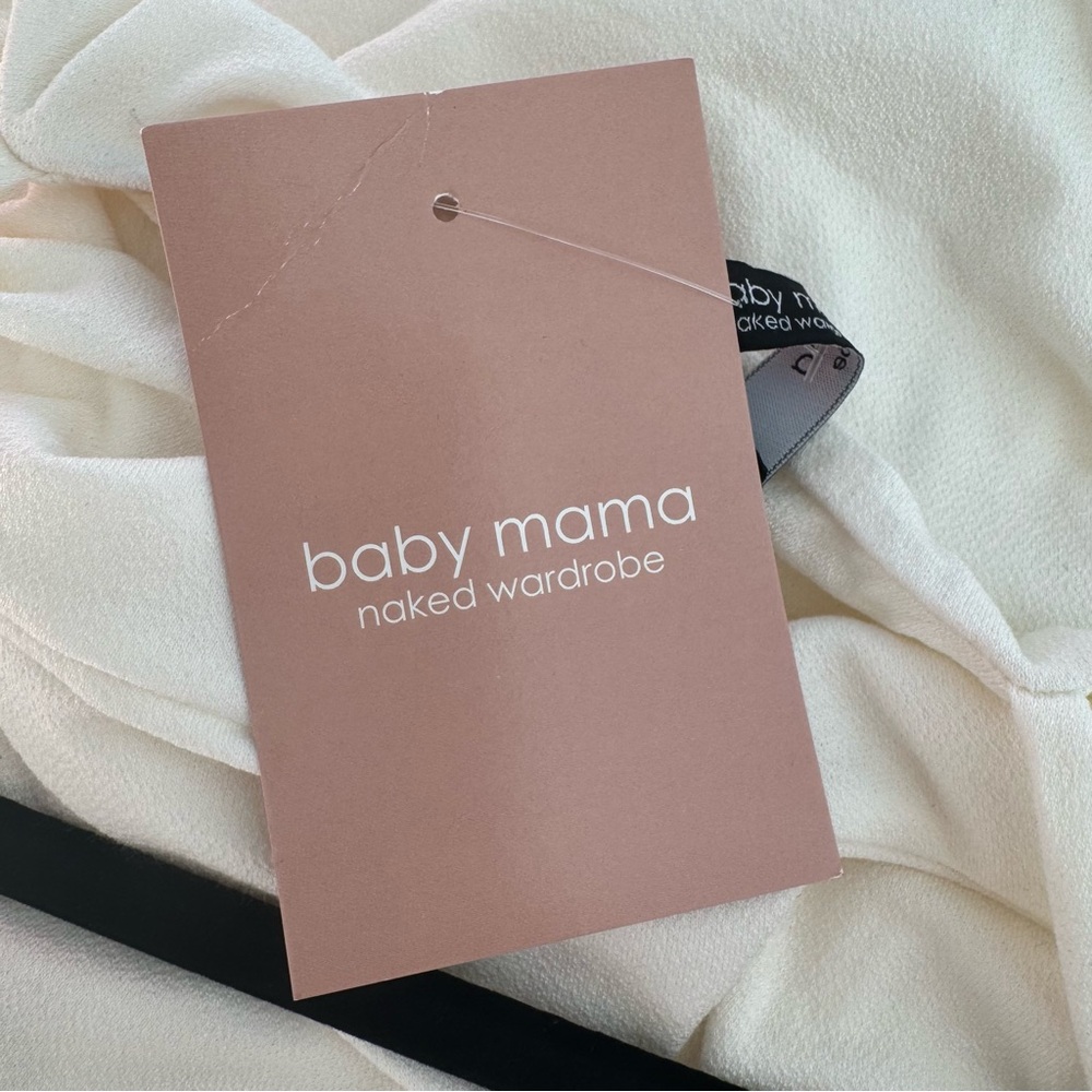 Naked Wardrobe Baby Mama White Ruched Mini Dress Women’s size M2 or Small NEW - Picture 6 of 9